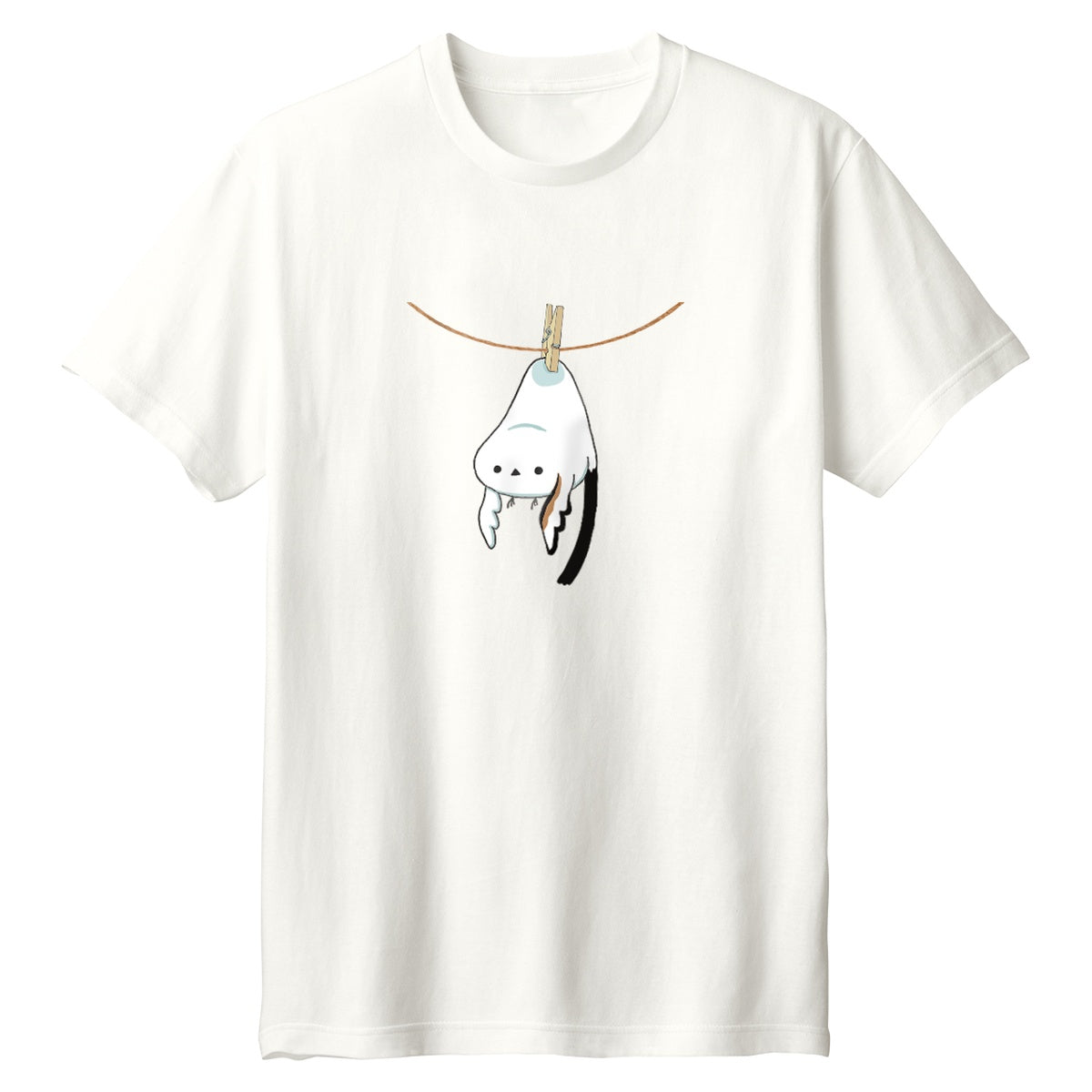 干されちゃったシマエナガ Tシャツ 073_アイボリー