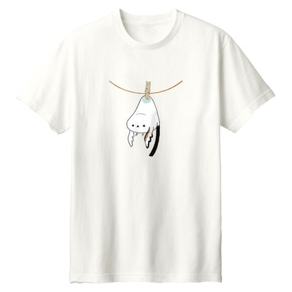干されちゃったシマエナガ Tシャツ 073_アイボリー