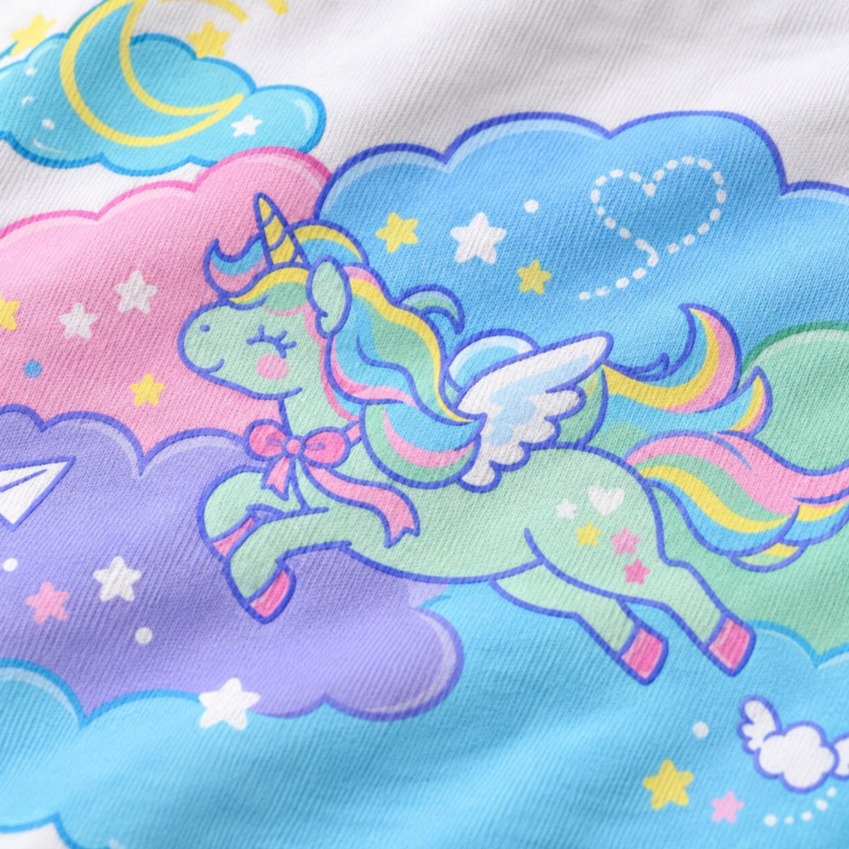 in_my_dream キッズTシャツ ホワイト プリント接写・上質天竺の質感