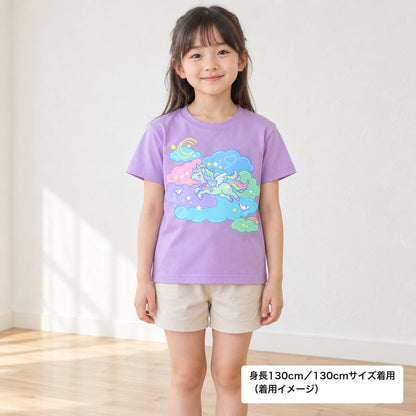 in_my_dream キッズTシャツ ライトパープル 着用全身（身長130cm・130サイズ着用）