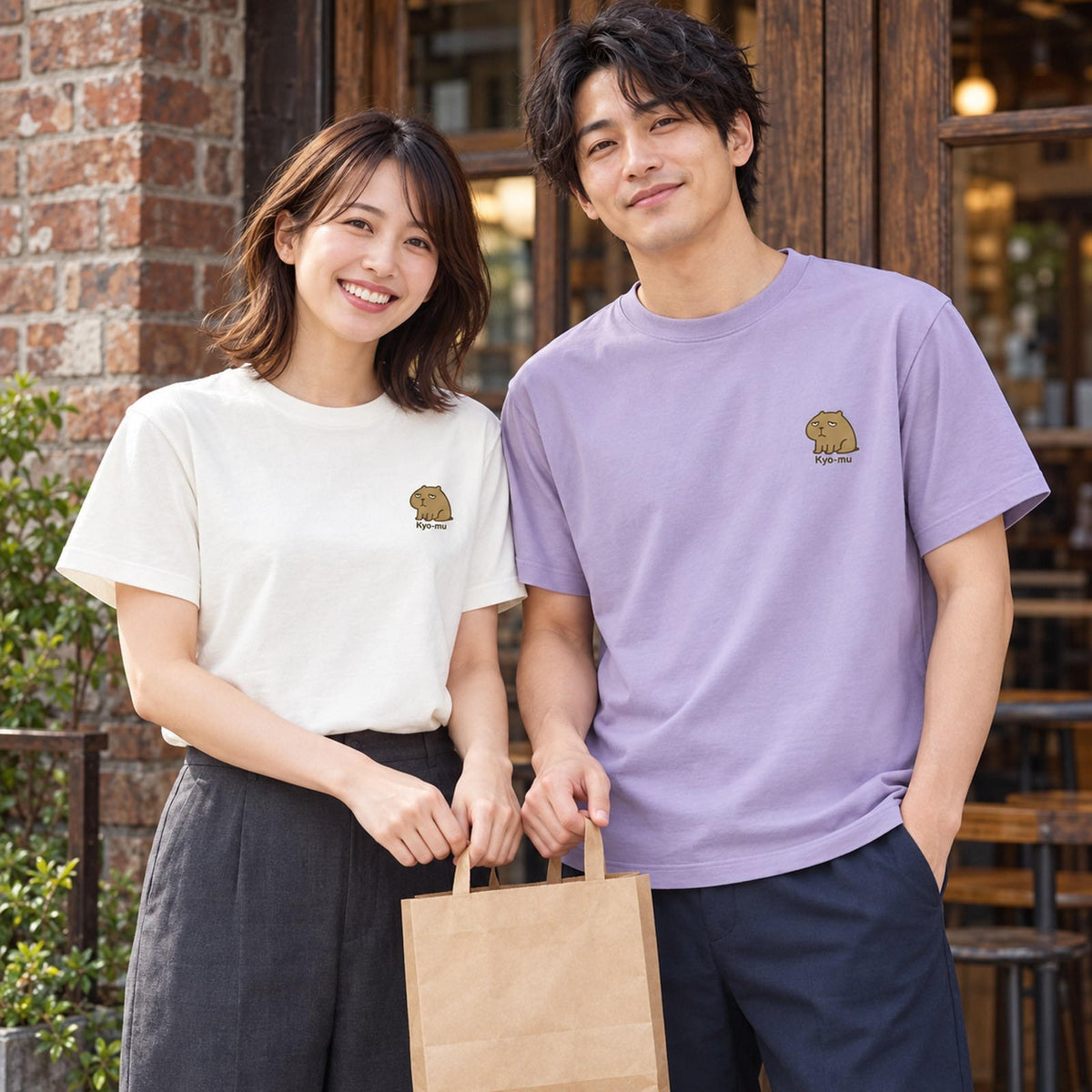 カピバラ ワンポイントTシャツ「Kyo-mu」｜今日は、なにも考えない。