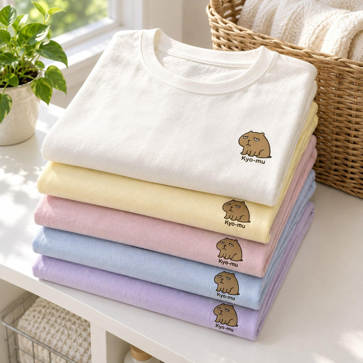 カピバラ ワンポイントTシャツ「Kyo-mu」｜今日は、なにも考えない。
