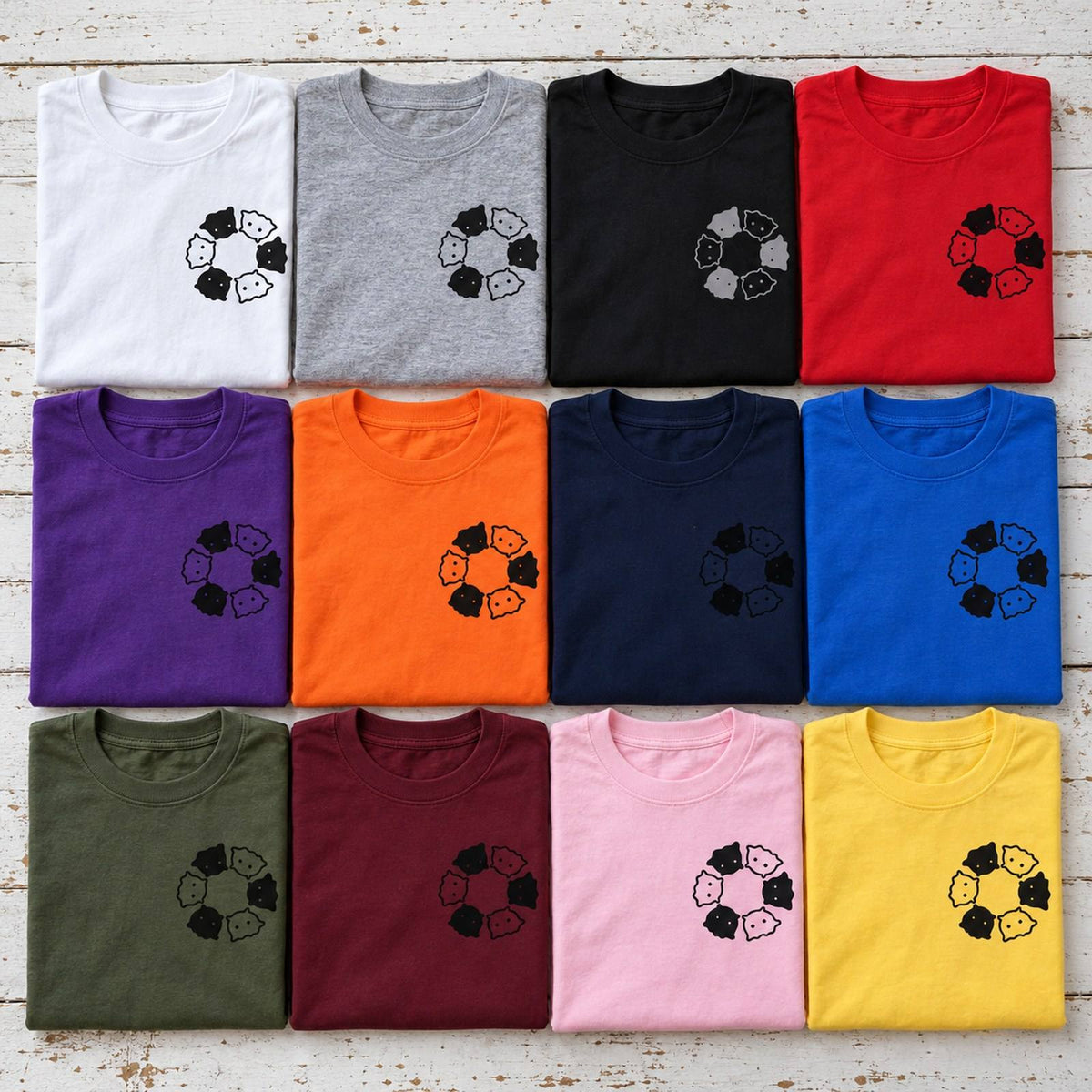めんべーだー ユニセックス長袖Tシャツ 全12色カラーバリエーション平置き