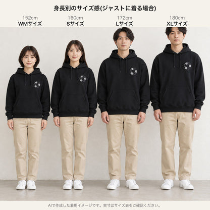 めんべーだー 大人用パーカー 身長別サイズ感（152WM/160S/172L/180XL）