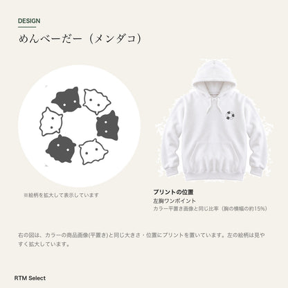 めんべーだー 大人用パーカー デザインとプリント位置図