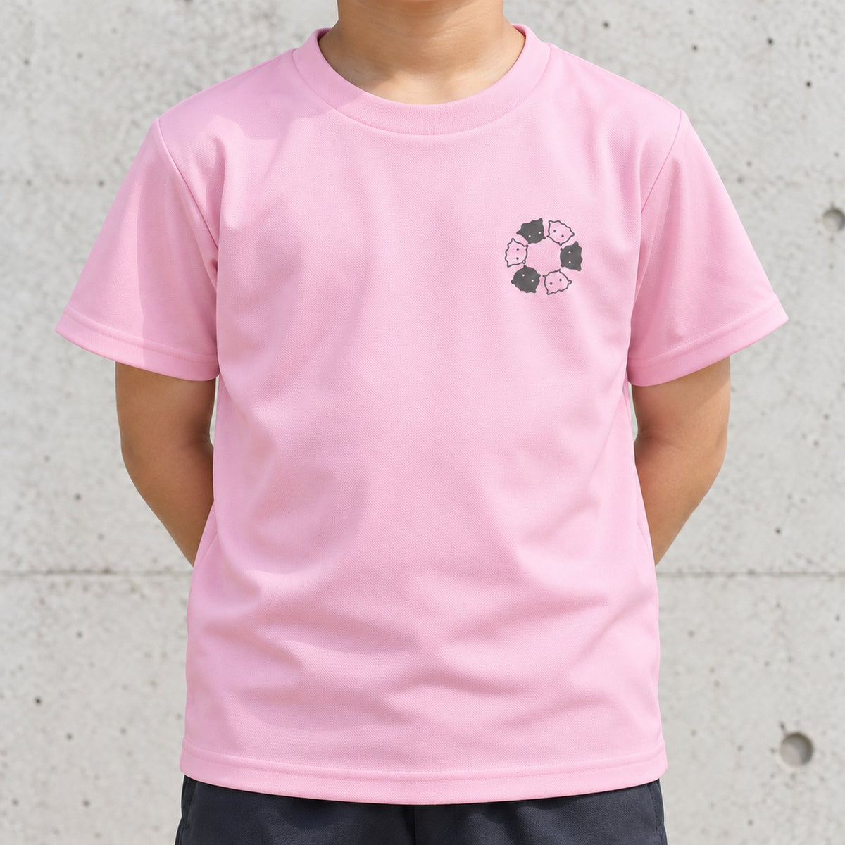めんべーだー キッズドライTシャツ ライトパープル 着用アップ サムネイル