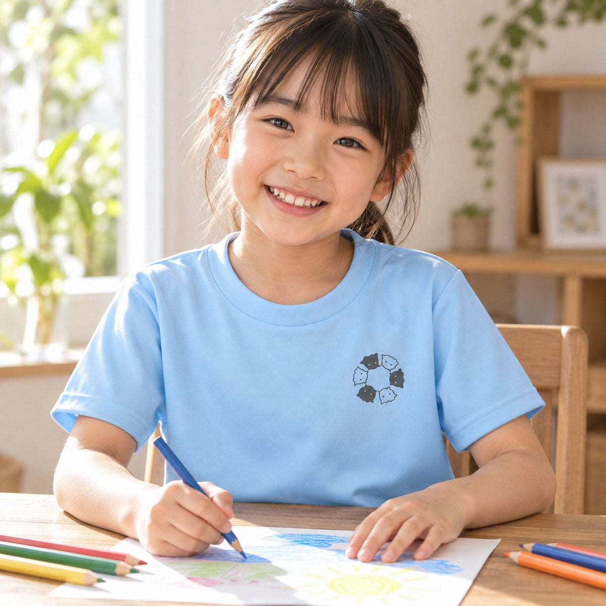 めんべーだー キッズドライTシャツ ライトブルー 子どもの日常の着用写真