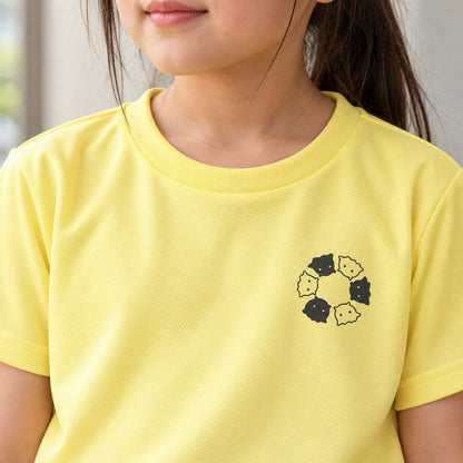 めんべーだー キッズドライTシャツ ライトイエロー ディテール（首リブ・めんべーだーワンポイント）