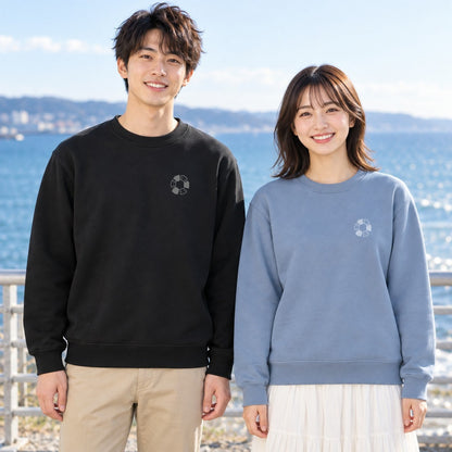 めんべーだー トレーナー ペアコーデ（男性ブラック＋女性アシッドブルー）