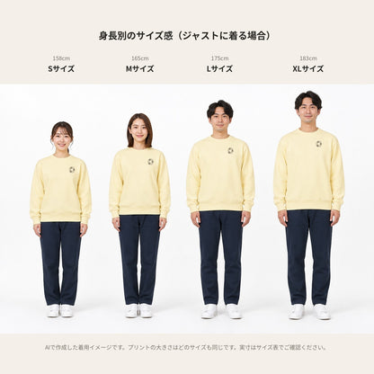 めんべーだー トレーナー 身長別サイズ感（158S/165M/175L/183XL）