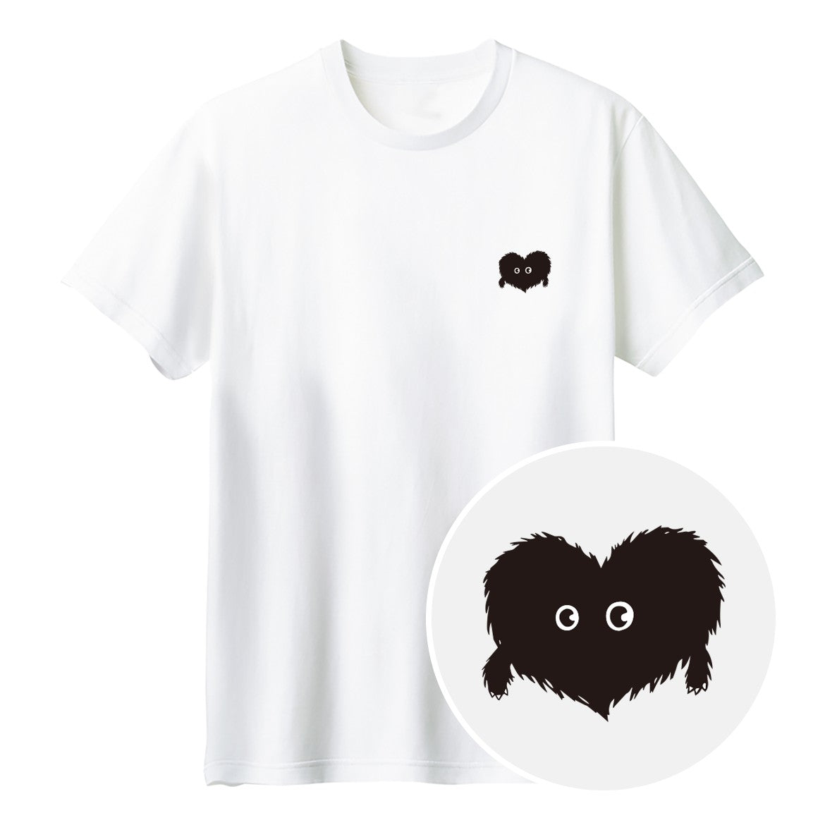 ふわふわハート「モフボウ」Tシャツ ホワイト