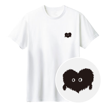 ふわふわハート「モフボウ」Tシャツ ホワイト