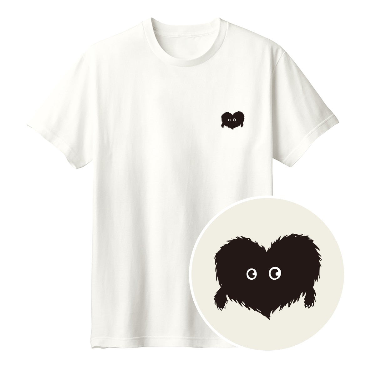 ふわふわハート「モフボウ」Tシャツ アイボリー