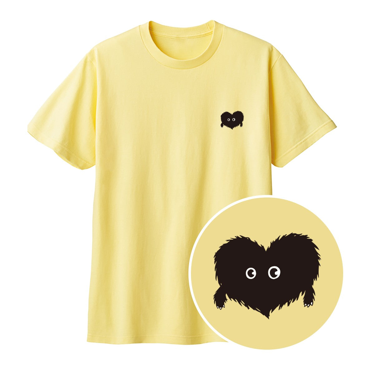 ふわふわハート「モフボウ」Tシャツ ライトイエロー
