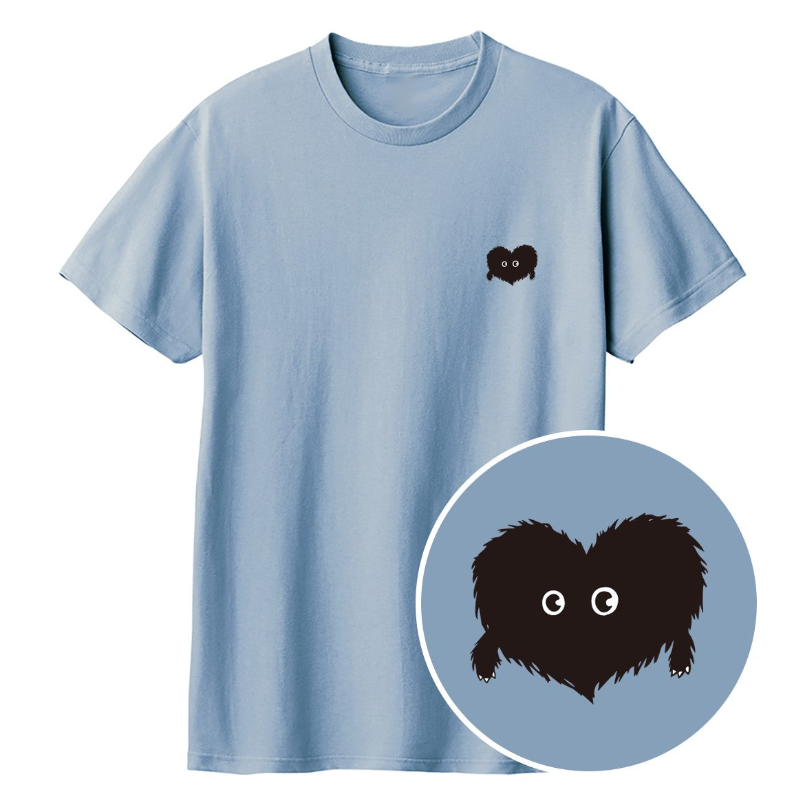 ふわふわハート「モフボウ」Tシャツ アシッドブルー