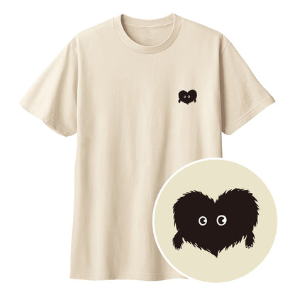 ふわふわハート「モフボウ」Tシャツ ライトベージュ