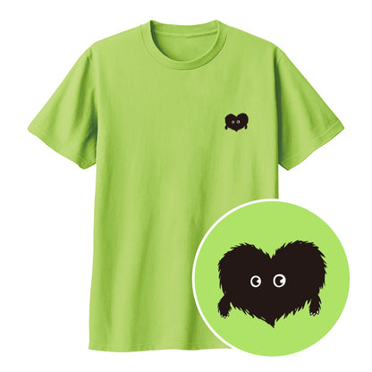 ふわふわハート「モフボウ」キッズTシャツ ライトグリーン