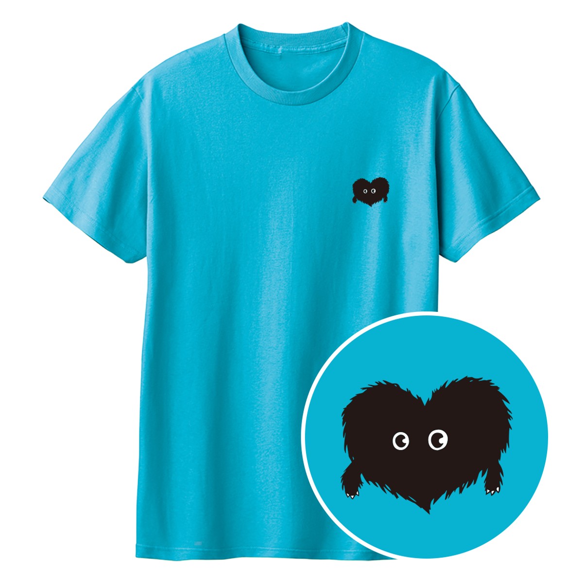 ふわふわハート「モフボウ」キッズTシャツ ターコイズ