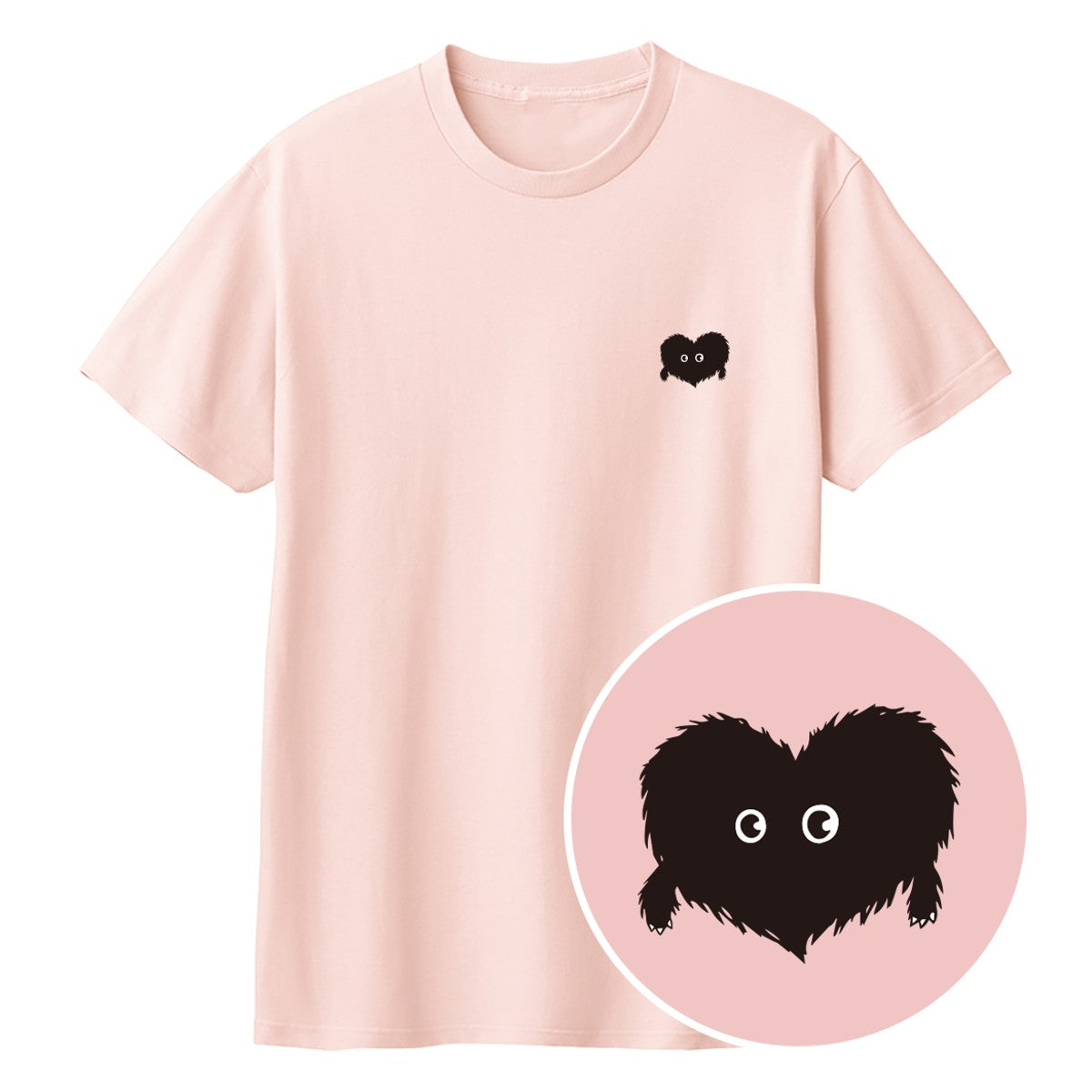 ふわふわハート「モフボウ」キッズTシャツ ライトピンク