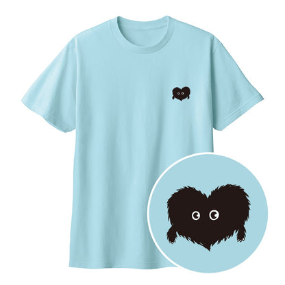 ふわふわハート「モフボウ」キッズTシャツ ライトブルー