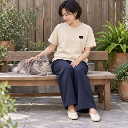 ふわふわハート ワンポイントTシャツ「モフボウ」｜もふもふの、おともだち。