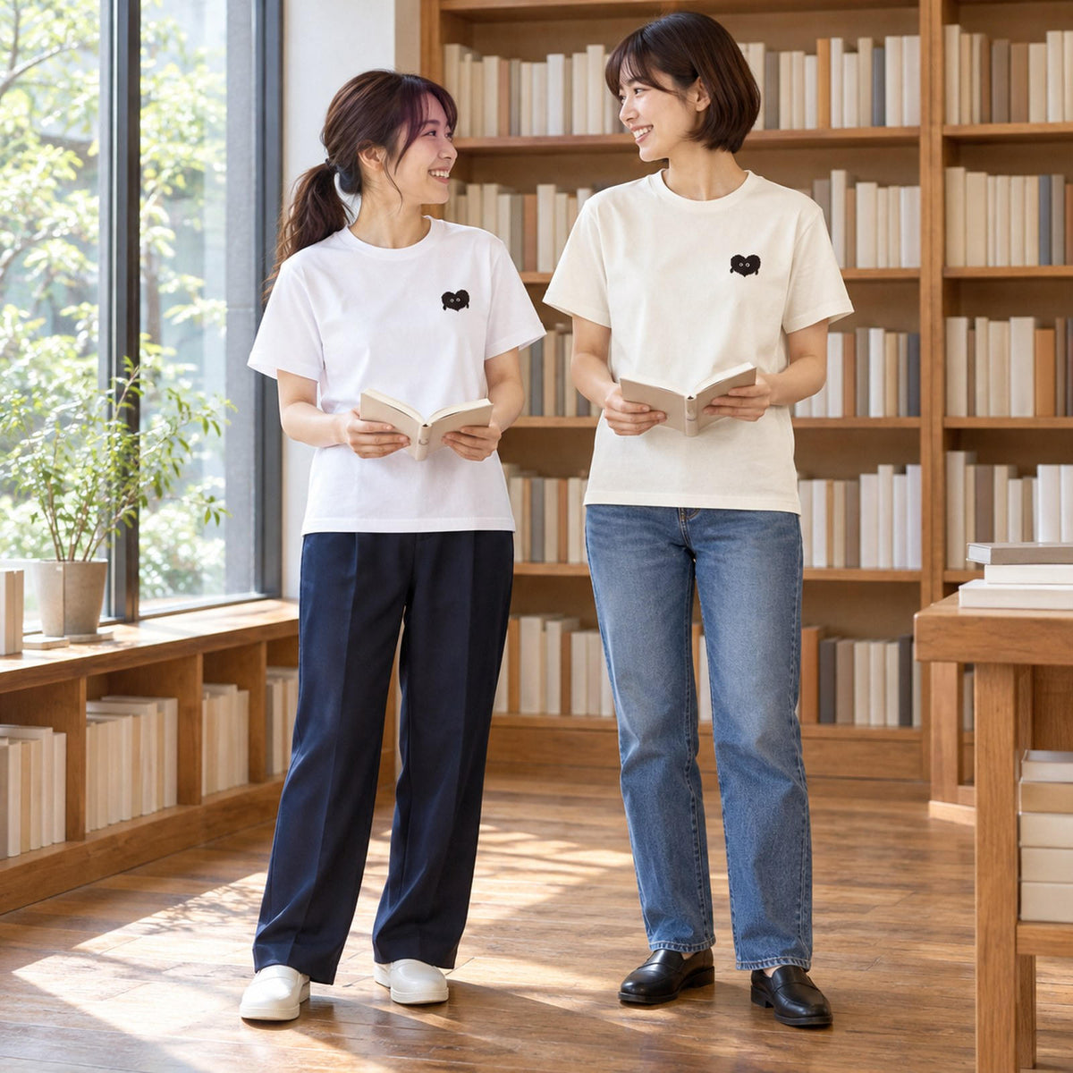 ふわふわハート ワンポイントTシャツ「モフボウ」｜もふもふの、おともだち。