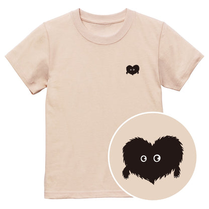 ふわふわハート「モフボウ」キッズTシャツ ライトベージュ