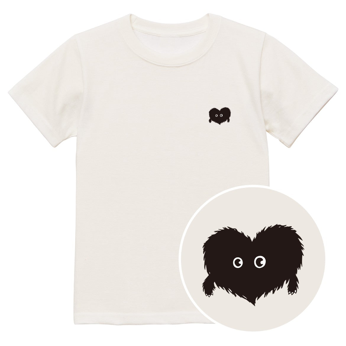 ふわふわハート「モフボウ」キッズTシャツ バニラホワイト