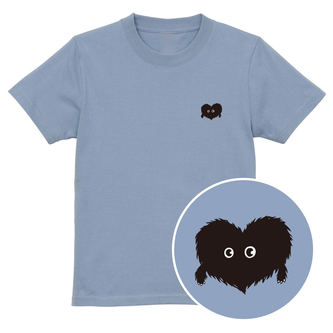 ふわふわハート「モフボウ」キッズTシャツ アシッドブルー