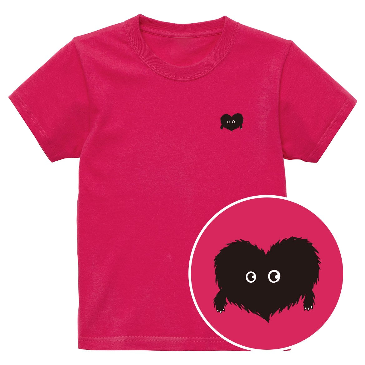 ふわふわハート「モフボウ」キッズTシャツ トロピカルピンク