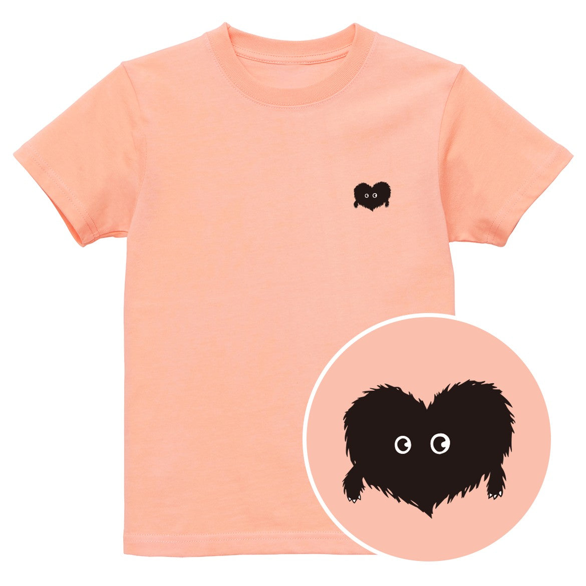 ふわふわハート「モフボウ」キッズTシャツ アプリコット