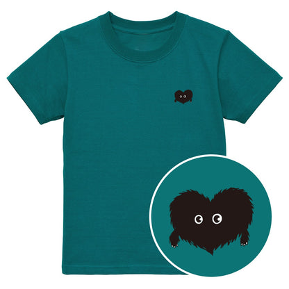 ふわふわハート「モフボウ」キッズTシャツ アップルグリーン