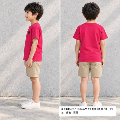 モフボウ キッズTシャツ トロピカルピンク 着用 横・背面（背中は無地）