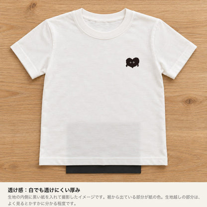 モフボウ キッズTシャツ バニラホワイト 透け感（内側に黒い紙を入れたイメージ）