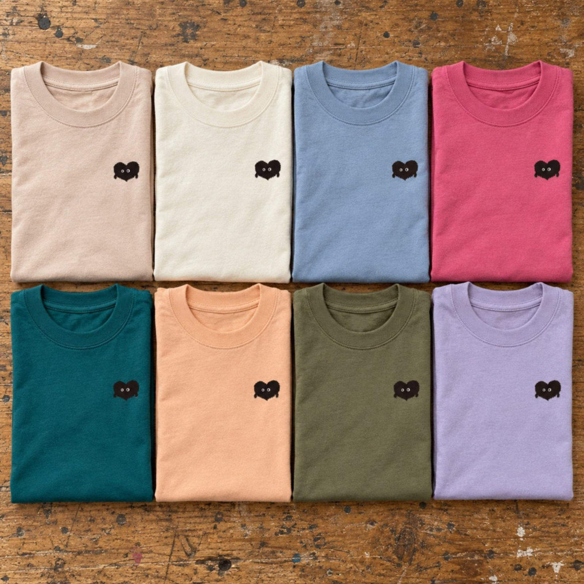 モフボウ キッズTシャツ 全8色カラーバリエーション平置き