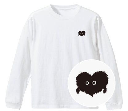 ふわふわハート「モフボウ」ロングTシャツ ホワイト