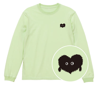 ふわふわハート「モフボウ」ロングTシャツ ミルキーライム
