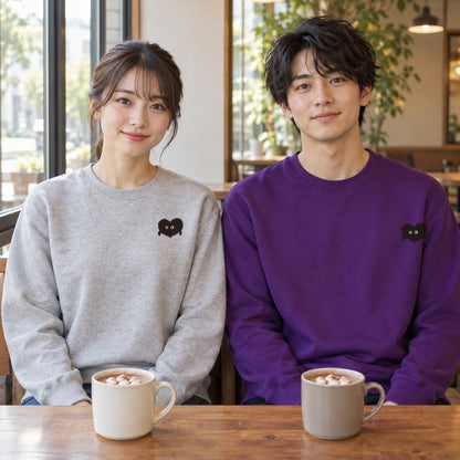 ふわふわハート「モフボウ」トレーナー 色違いのペアコーデ
