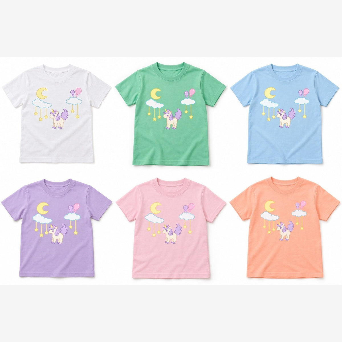 moon_light キッズTシャツ 全6色カラーバリエーション平置き