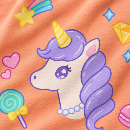 my favorite キッズTシャツ アプリコット プリント接写・上質天竺の質感