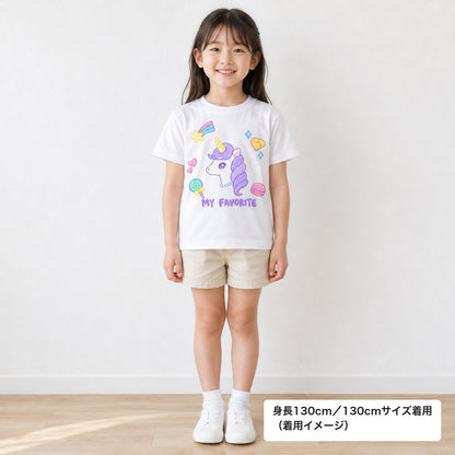 my favorite キッズTシャツ ホワイト 着用全身（身長130cm・130サイズ着用）