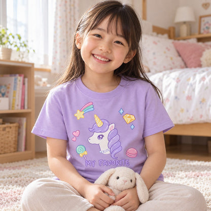 my favorite キッズTシャツ ライトパープル 子どもの日常（お気に入りのおもちゃを抱っこ）