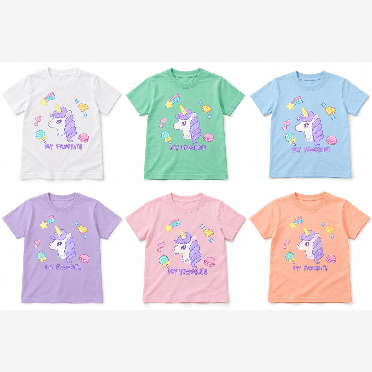 my favorite キッズTシャツ 全6色カラーバリエーション平置き
