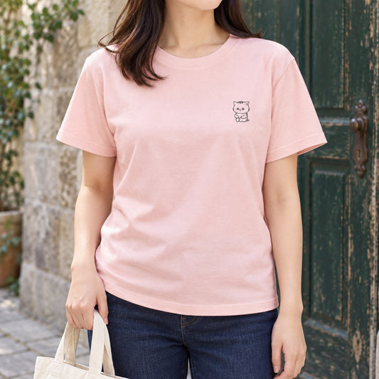 猫 ワンポイントTシャツ「ねっこ」｜まんまるの目で、じっと。
