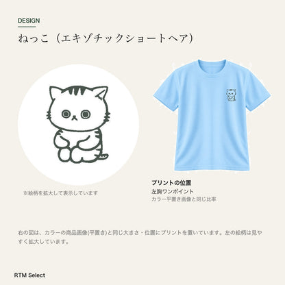 ねっこ キッズドライTシャツ デザインとプリント位置図