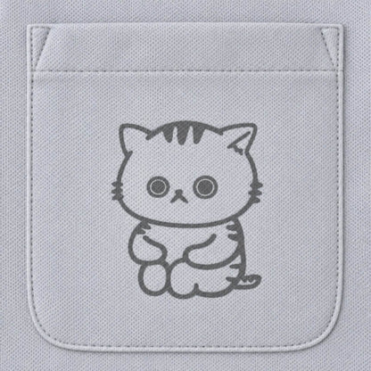 ねっこ ドライポロシャツ ポケットのプリント接写・ドライメッシュの質感