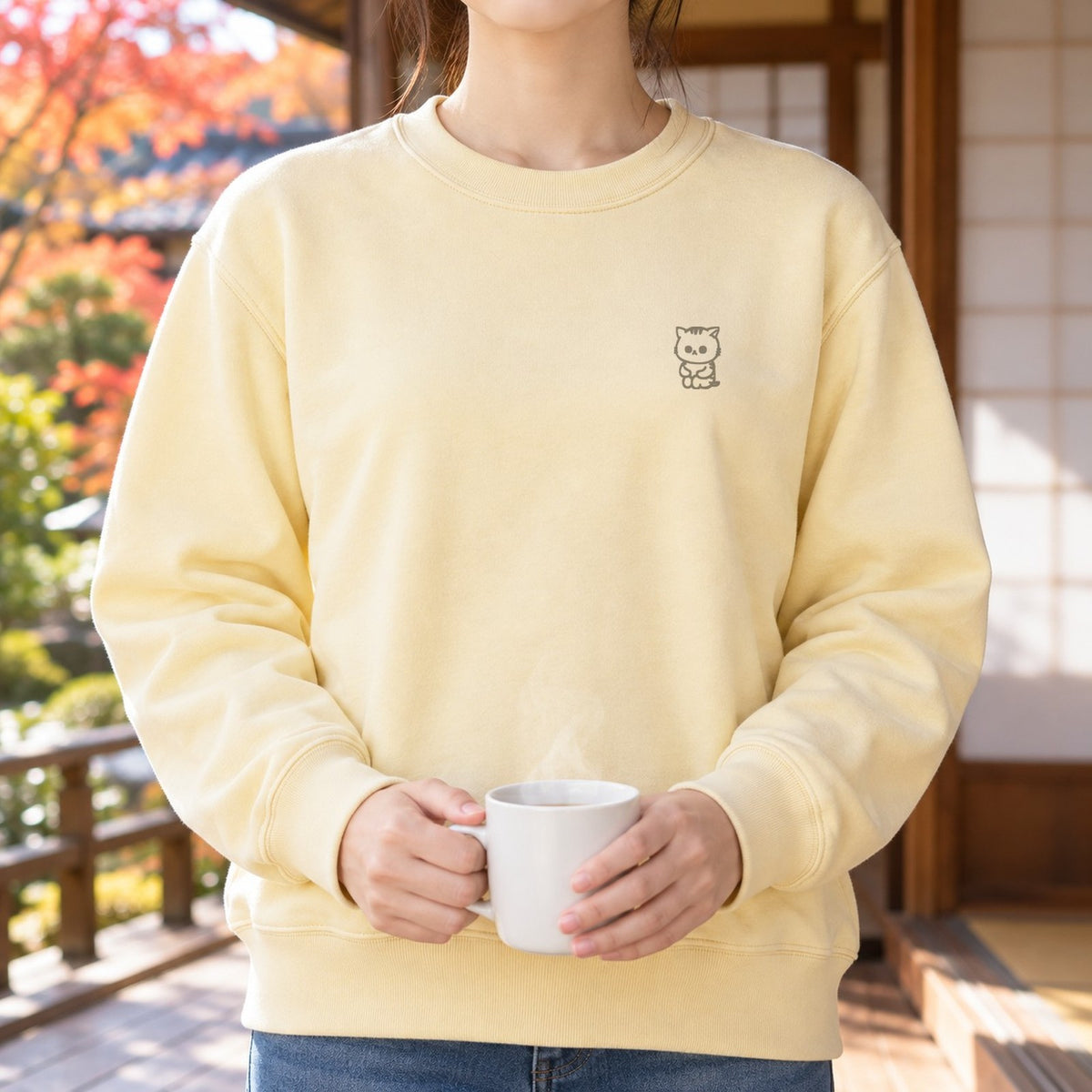 ねっこ トレーナー ナチュラル 着用アップ サムネイル