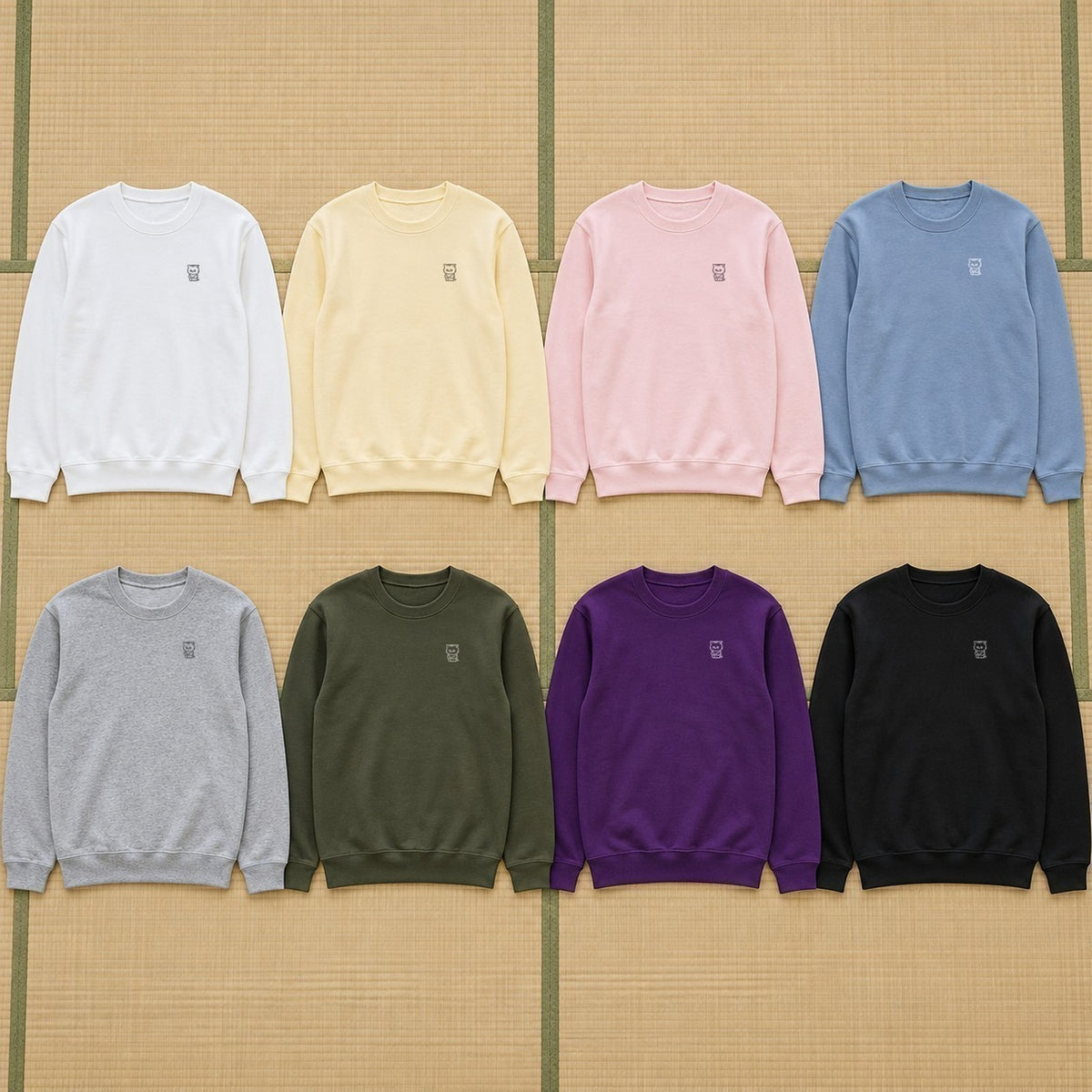 ねっこ トレーナー 全8色カラーバリエーション平置き