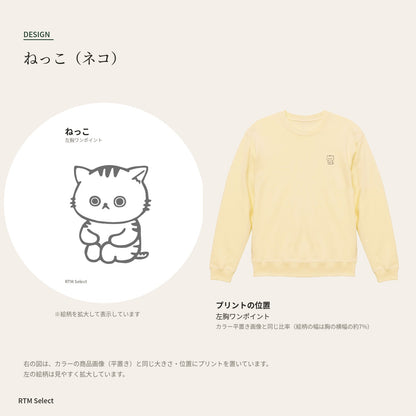 ねっこ トレーナー デザインとプリント位置図