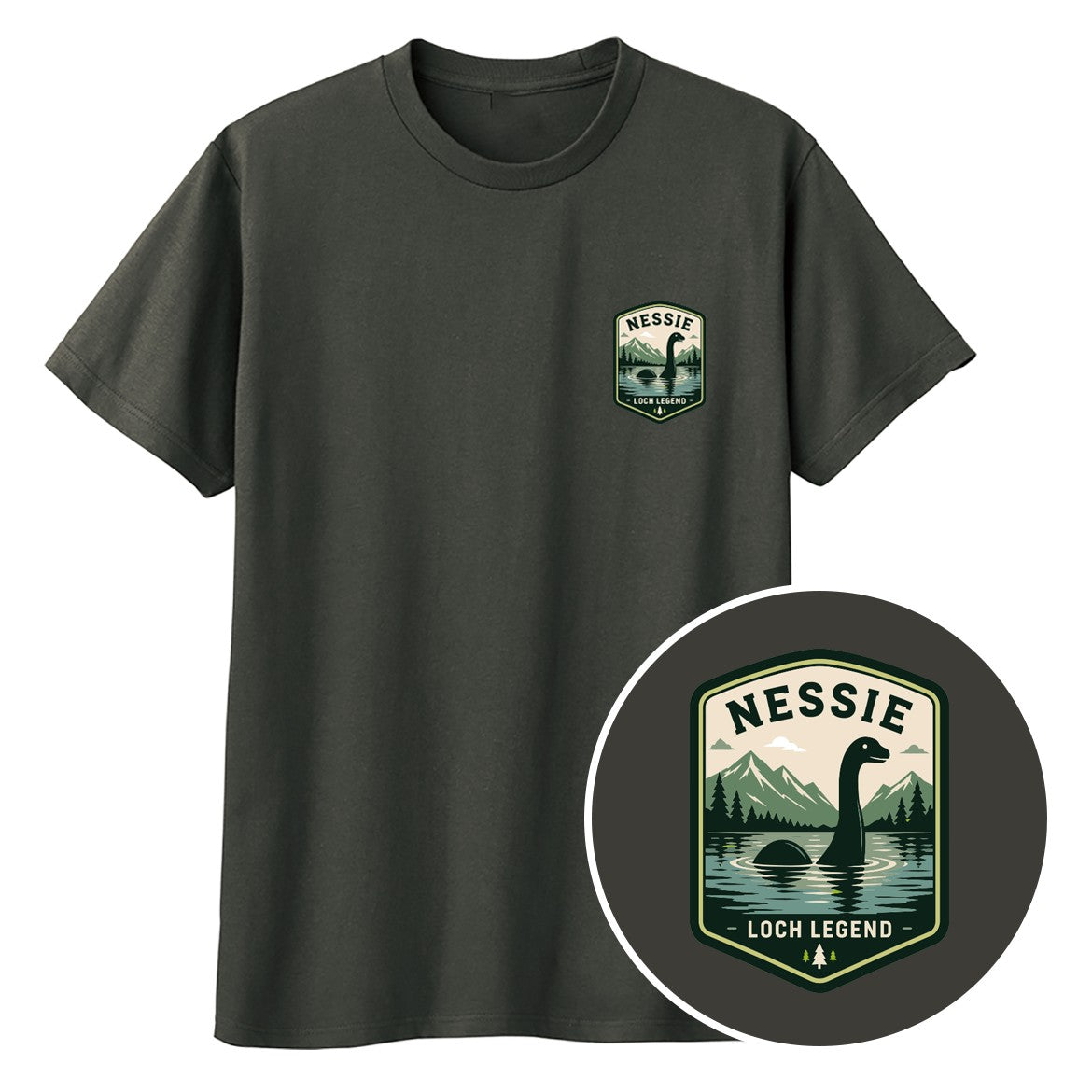 NESSIE ワンポイントキッズTシャツ 129_チャコール